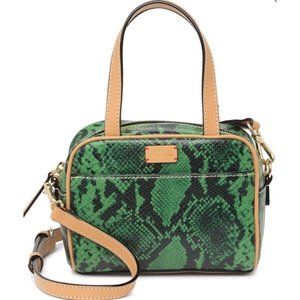 FRANCES VALENTINE Baby Snakeskin Printed Leather Green Satchel Crossbody Mini